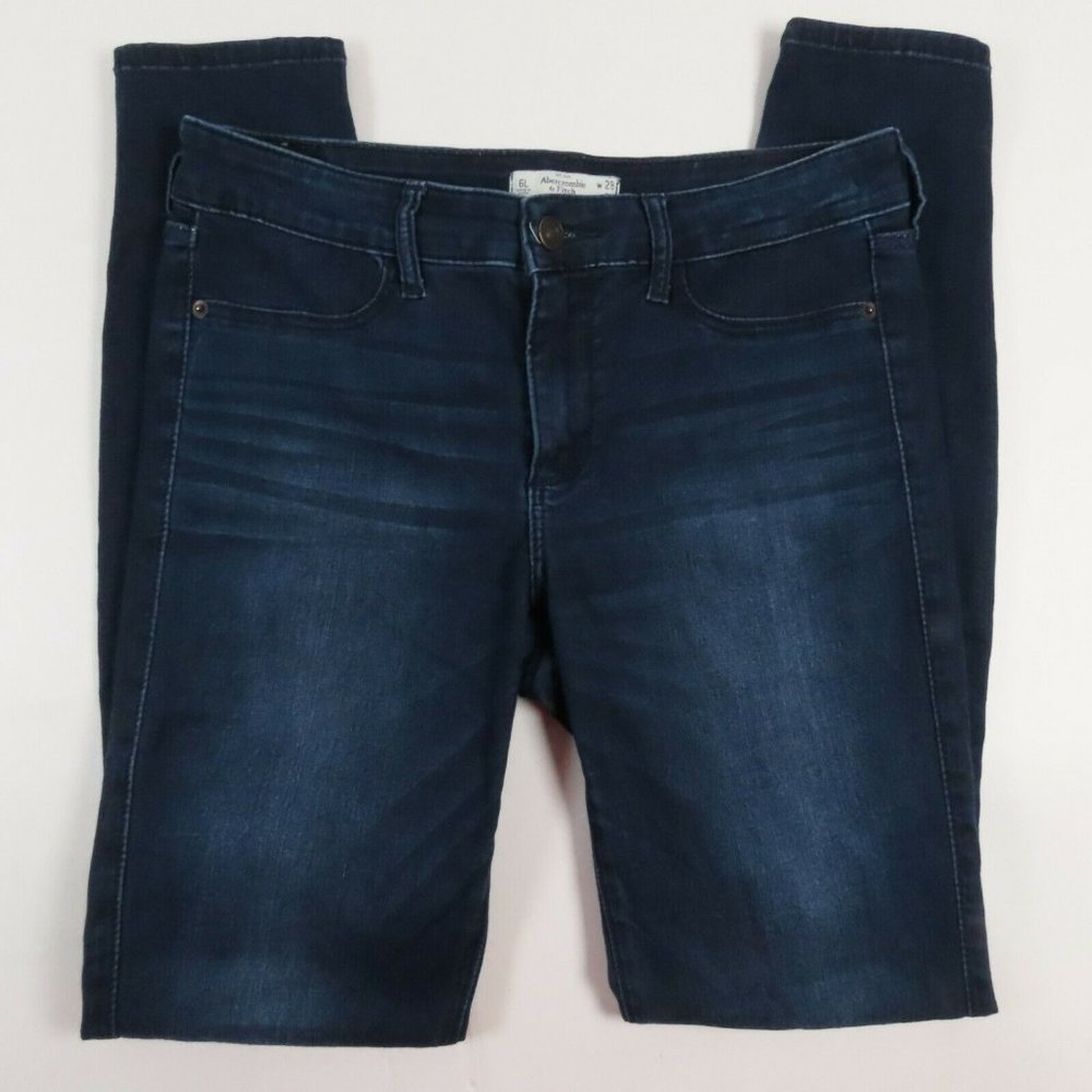 Abercrombie & Fitch Womens Jeans Size 28x31 Skinny Mid Rise Dark Wash Blue Denim